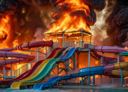 Появилось видео удара дроном ВСУ по аквапарку в Херсонской области 