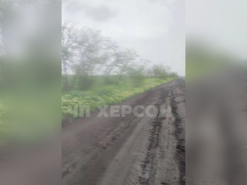 Появилось видео, как автобус со школьниками застрял в грязи по дороге в херсонское село