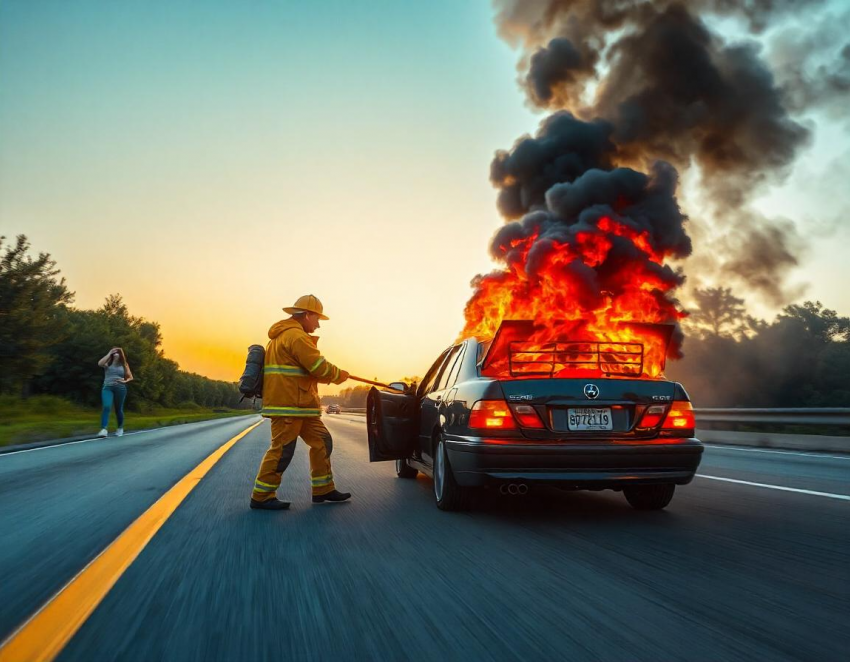 В селе Григорьевка в результате ДТП сгорел автомобиль